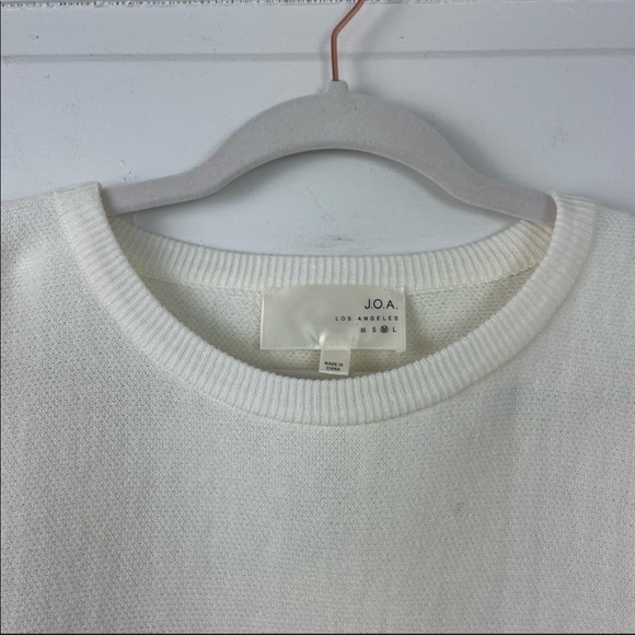 J.O.A. Los Angeles Pointed Hem Embroidered Cream Sweater - Picture 3 of 11